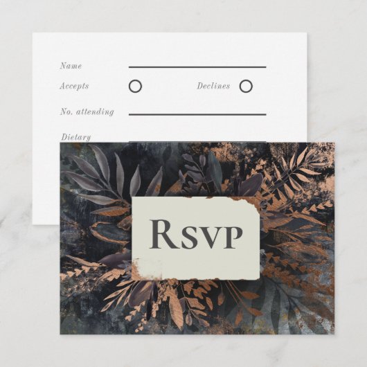 RSVP-kaart Donker en Moody Wedding RSVP Kaartje (Voorkant / Achterkant)