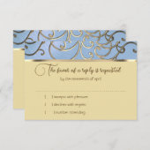 RSVP-kaart Elegant Dusty Blue en Gold Filigree Kaart (Voorkant / Achterkant)