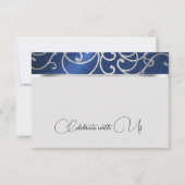 RSVP-kaart Elegant marineblauw en zilveren filigra Kaart (Voorkant)
