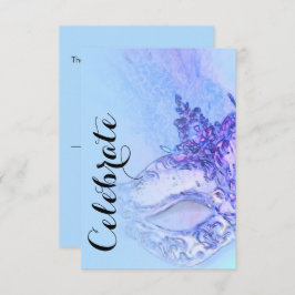 RSVP-kaart Elegant Masquerade Blue en Paars RSVP Kaartje