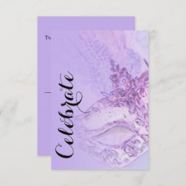 RSVP-kaart Elegant Masquerade Paars en roze RSVP Kaartje