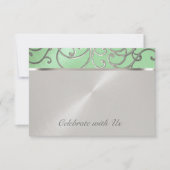 RSVP-kaart Elegant Mint Green Silver Filigree RSVP Kaartje (Voorkant)