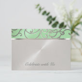 RSVP-kaart Elegant Mint Green Silver Filigree RSVP Kaartje (Staand voorkant)