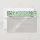 RSVP-kaart Elegant Mint Green Silver Filigree RSVP Kaartje (Achterkant)
