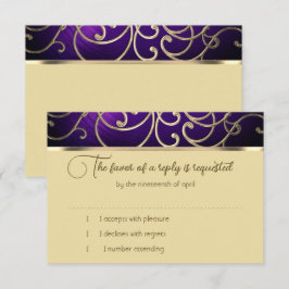 RSVP-kaart Elegant Paars en Gold Filigree RSVP Kaartje