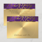 RSVP-kaart Elegant Paars en Gold Filigree RSVP Kaartje (Voorkant / Achterkant)