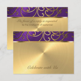 RSVP-kaart Elegant Paars en Gold Filigree RSVP Kaartje