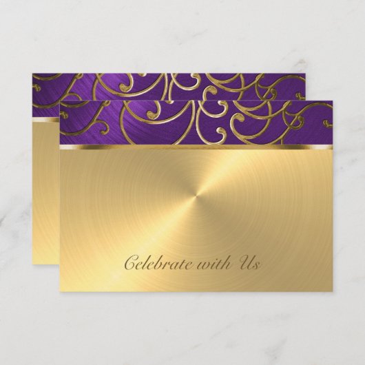 RSVP-kaart Elegant Paars en Gold Filigree RSVP Kaartje (Voorkant / Achterkant)
