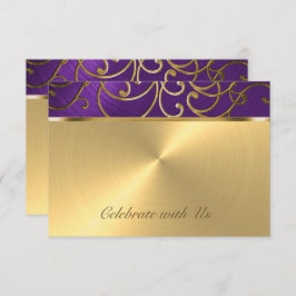RSVP-kaart Elegant Paars en Gold Filigree RSVP Kaartje