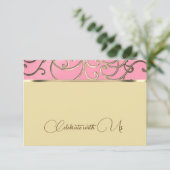 RSVP-kaart Elegant Pink en Gold Filigree Kaart (Staand voorkant)