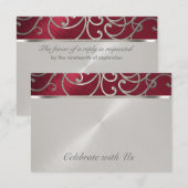 RSVP-kaart Elegant Red en Silver Filigree RSVP Kaartje (Voorkant / Achterkant)