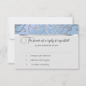 RSVP-kaart Elegant Sky Blue en Gold Filigree Kaart (Voorkant)