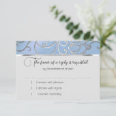 RSVP-kaart Elegant Sky Blue en Gold Filigree Kaart (Staand voorkant)