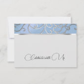 RSVP-kaart Elegant Sky Blue en Gold Filigree Kaart (Achterkant)