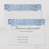 RSVP-kaart Elegant Sky Blue en Gold Filigree Kaart (Voorkant / Achterkant)