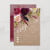 RSVP-KAART | Elegante Bloemen Rustiek Boho Roos Kr RSVP Kaartje (Voorkant / Achterkant)