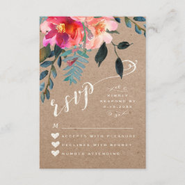 RSVP-KAART | Elegante Bloemen Rustieke Lente Turqu RSVP Kaartje