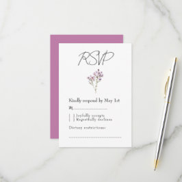 RSVP-kaart Elegante Paarse Bloemige Waterverf Brui RSVP Kaartje