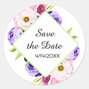 RSVP-kaart   Elegante Waterverf bloemenbruiloft Ronde Sticker