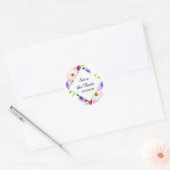 RSVP-kaart | Elegante Waterverf bloemenbruiloft Ronde Sticker (Envelop)