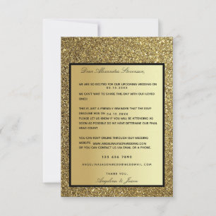 RSVP-kaart Glitter Gold Reminder Wedding RSVP Kaartje