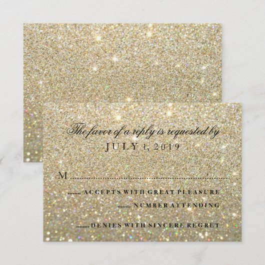 RSVP-kaart - Gold Glitter Fab RSVP Kaartje (Voorkant / Achterkant)