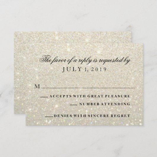RSVP-kaart - Gouden witte Glit Fab RSVP Kaartje (Voorkant / Achterkant)