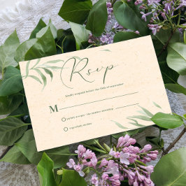RSVP-kaart, groen foliage beige papier Kaart