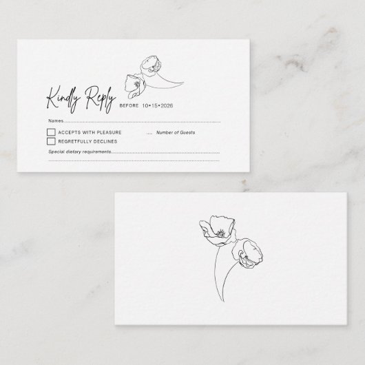 RSVP kaart invoegen - Minimalistische Poppy Warm B (Voorkant / Achterkant)