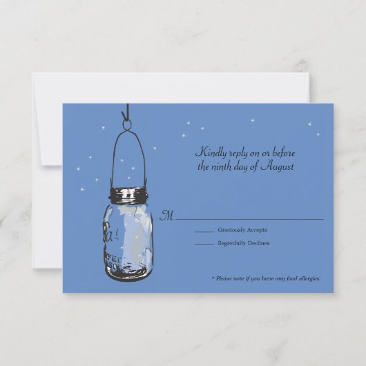 RSVP-kaart Mason Jar en Fireflies RSVP Kaartje (Voorkant)