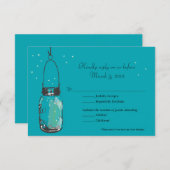 RSVP-kaart Mason Jar en Fireflies RSVP Kaartje (Voorkant / Achterkant)