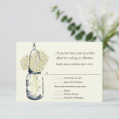 RSVP Kaart Mason Jar en Hydrangea's (Staand voorkant)