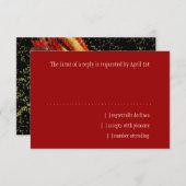RSVP-kaart Masquerade Black Red Gold RSVP Kaartje (Voorkant / Achterkant)