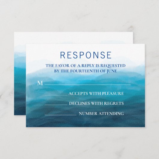 RSVP-kaart met Beach Waves Weduwingverzoek RSVP Kaartje (Voorkant / Achterkant)