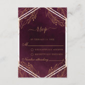 RSVP-Kaart met Bourgogne en Gold Wedding Advieskaart (Voorkant)