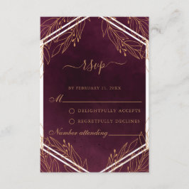RSVP-Kaart met Bourgogne en Gold Wedding Advieskaart