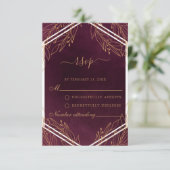 RSVP-Kaart met Bourgogne en Gold Wedding Advieskaart (Staand voorkant)
