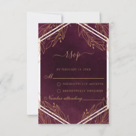 RSVP-Kaart met Bourgogne en Gold Wedding Advieskaart
