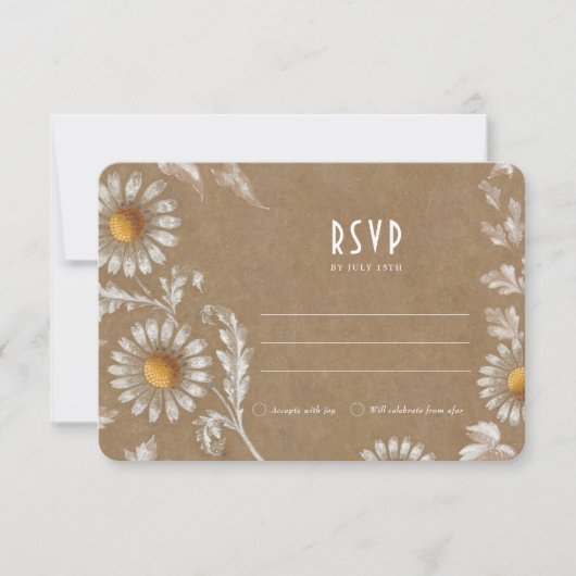  RSVP-kaart met filigraan Daisy Motif Kaart (Voorkant)