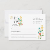 RSVP-kaart met getrokken wilde bloemen RSVP Kaartje (Voorkant)