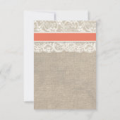 RSVP-kaart met lace en koraal, lint en burlap RSVP Kaartje (Achterkant)