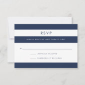 RSVP-kaart met marine & White Stripe RSVP Kaartje (Voorkant)