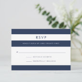 RSVP-kaart met marine & White Stripe RSVP Kaartje (Staand voorkant)