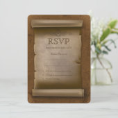 RSVP  kaart met oude papieren afgeronde hoeken (Staand voorkant)