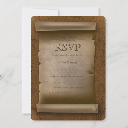RSVP kaart met oude papieren afgeronde hoeken (Voorkant)