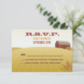 RSVP-kaart met Red Barn Wedding RSVP Kaartje (Staand voorkant)