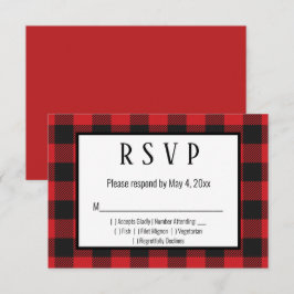 RSVP-kaart met Red Black Buffalo Pset Wedding RSVP Kaartje