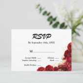 RSVP-Kaart met rode en goudbloemen RSVP Kaartje (Staand voorkant)