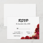 RSVP-Kaart met rode en goudbloemen RSVP Kaartje (Voorkant / Achterkant)