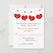 RSVP-Kaart met rode harten in liefdesbruiloft Kaart (Voorkant)